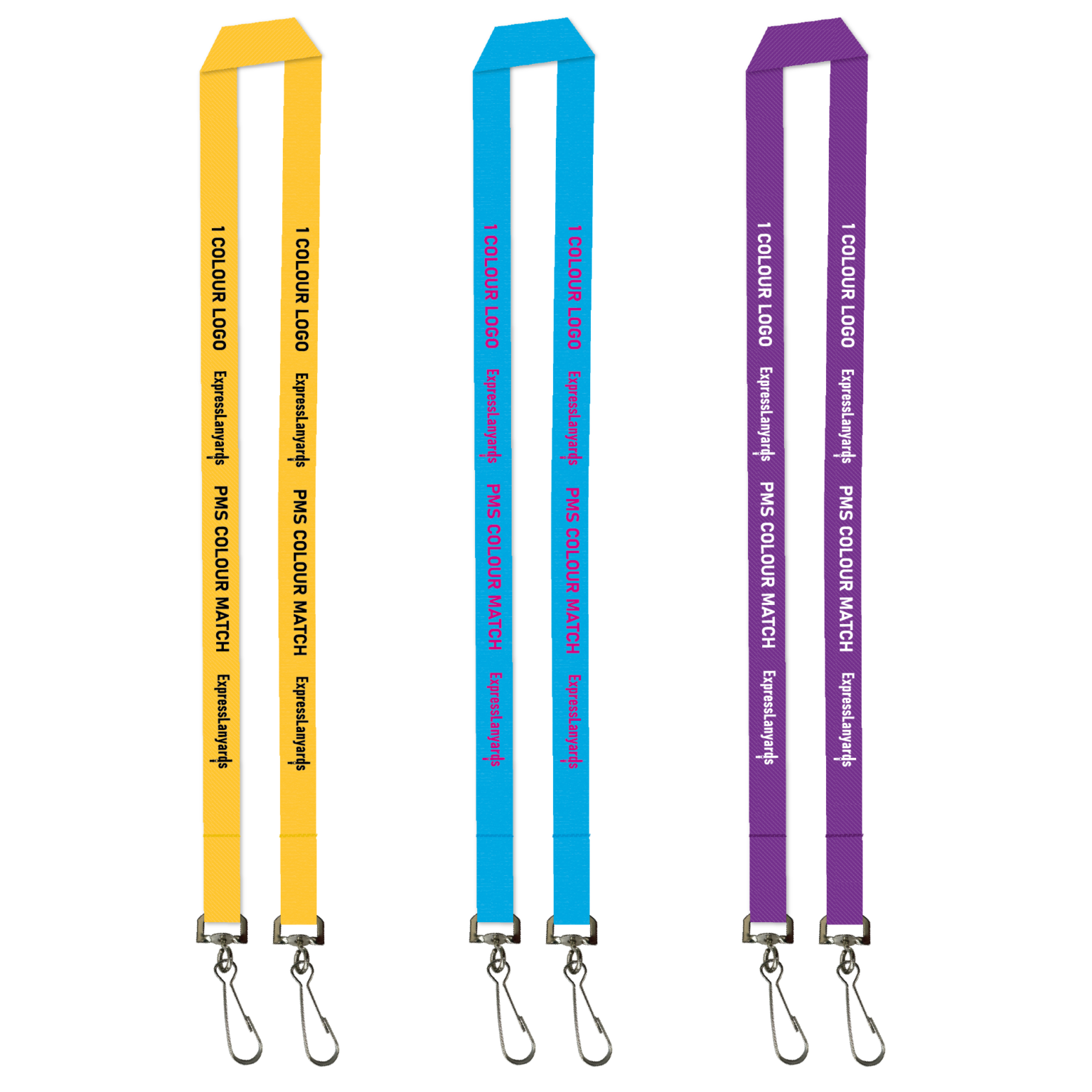 Standard Ribbed Lanyard Screen Printed 1 Colour 1 Side Double Swivel ...