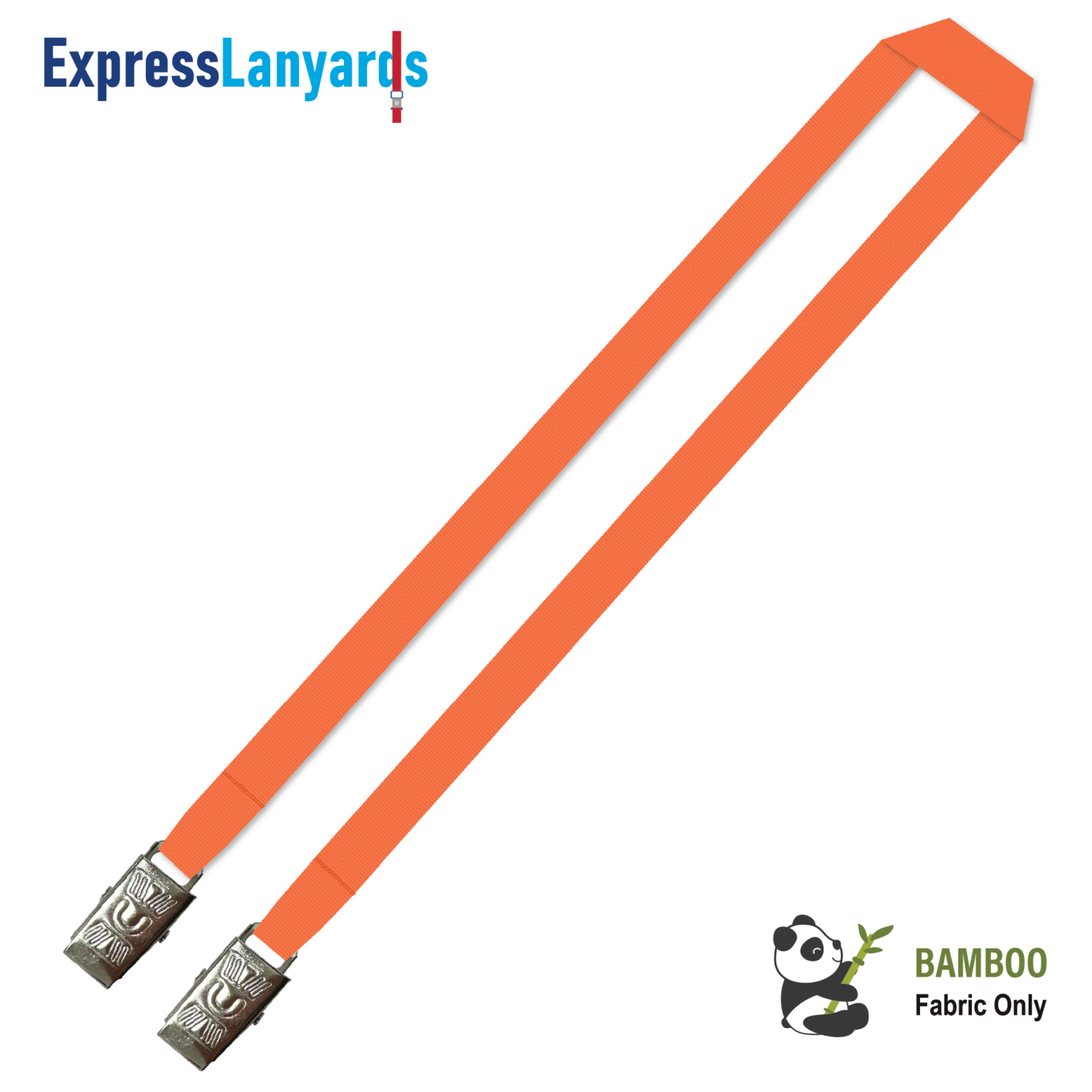 Bamboo Unprinted Lanyard with Double Alligator Clip - Express Lanyards