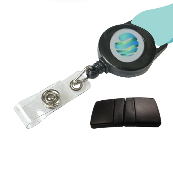 Retractable Reel Epoxy Logo (Black) and Breakaway